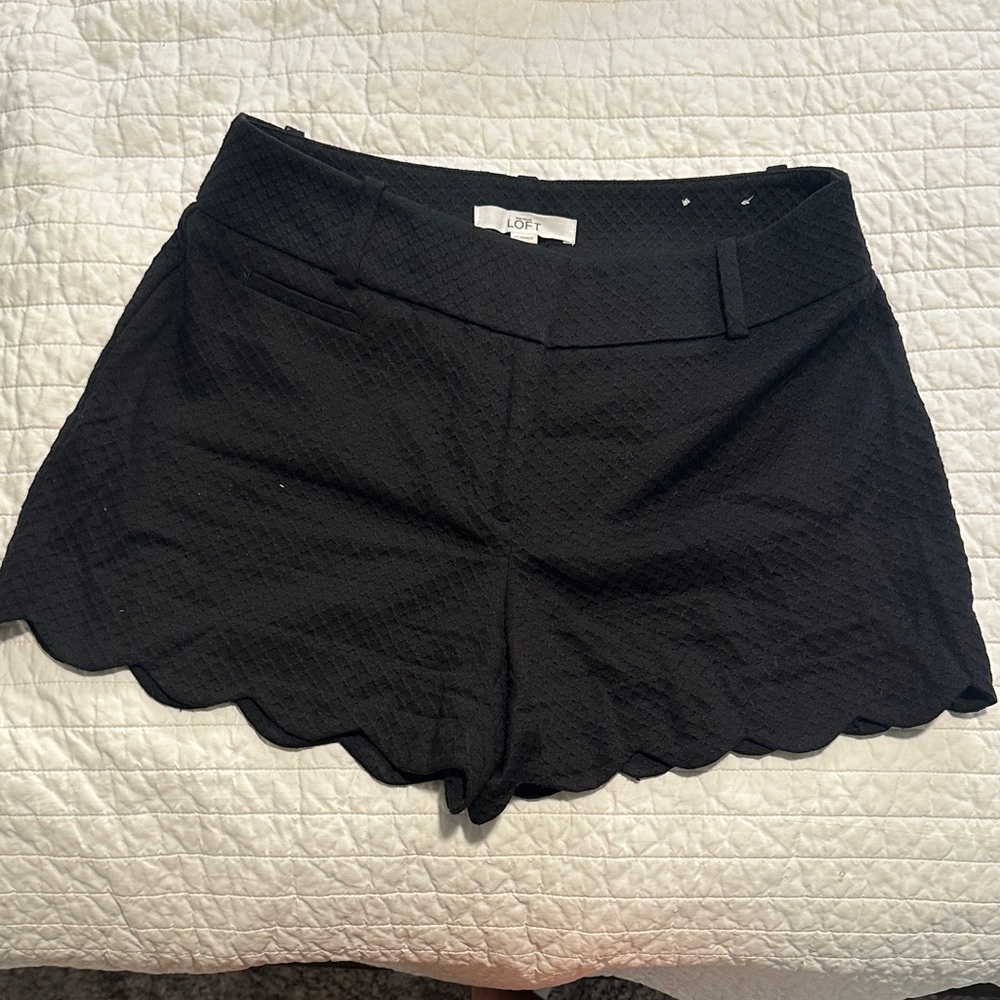 LOFT Women's High Waist Black Textured Shorts
